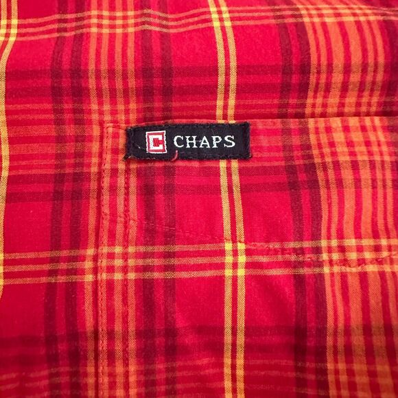 Chaps Ralph Lauren Long Sleeve Button Down Shirt Men’s Size Large Red Plaid - Picture 3 of 4